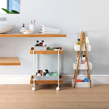 VERSA Scaffale da Bagno con 3 Ripiani in bambù, 81 x 18 x 30 cm, Bianco