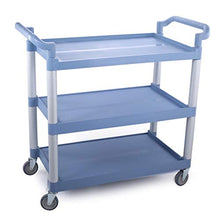 Carrello Multiuso Dell'hotel da Cucina, Carrello Multiuso A 3 Ripiani con Ripiani in Plastica Resistente E Ruote da 4 Pollici Oversize Personalizzate, Carico 70 kg, Blu