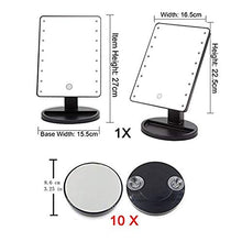 KEKOR - Specchio da trucco con luce regolabile, con luce LED, specchio illuminato, specchio cosmetico illuminato, nero