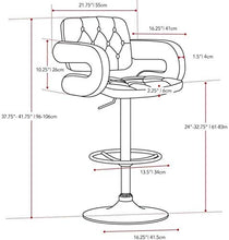 Sgabelli per bancone da cucina Sedia da bar Altezza imbottita morbida Sgabelli da bar Schienale regolabile in pelle Bracciolo Cucina Bancone da bar Sedia Sgabelli da bar (Colore: marrone)-bianca U