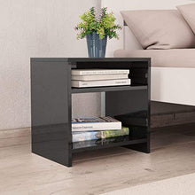 Kshzmoto Comodino in truciolare Nero Lucido, Pratico Comodino per Camera da Letto familiare 40 x 30 x 40 cm (Larghezza x profondità x Altezza)