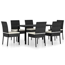 SKM Set da Pranzo da Giardino 7 pz in Polyrattan Nero (51.1kg)