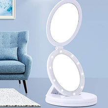 AJH Specchio ingranditore Pieghevole Specchio di Bellezza Portatile con Specchio a Doppia Faccia Lampada a LED Specchio cosmetico