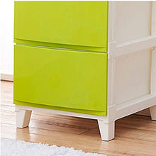 Cassettiera comodino in plastica semplice contenitore con 20 KG armadio multi-strato cucina bagno camera da letto, tre piani, bianco, verde