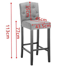 eSituro Coppia di Sgabelli da Bar con Schienale Sedia Alta da Bar Cucina Poggiapiedi Incluso Gambe in Legno Design retrò 2 Pezzi Grigio Chiaro SBST0304