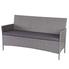 Mendler Serie Halden per l'esterno Divano Sofa 3 posti polyrattan Grigio con Cuscino Antracite