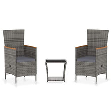 vidaXL Set Divani da Giardino 3 pz con Cuscini in Polyrattan Grigio