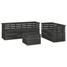FAMIROSA Set Divani da Giardino su Pallet 6 pz Legno Pino Grigio Scuro-3748