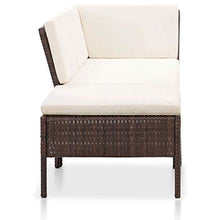 Tidyard Set Divani da Giardino in Polyrattan, Set di Mobili da Giardino, Set Divano Esterno con Cuscini 3 pz Marrone