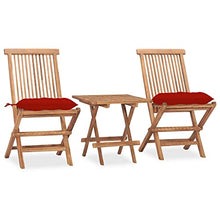 vidaXL Set da Pranzo Giardino Pieghevole 3 pz Cuscino Massello di Teak