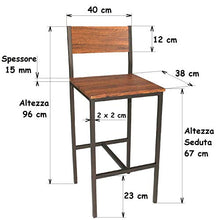 yelloo Set Tavolo Bar H.96cm e 4 Sgabelli Mobili Design Marrone MOD. Venice