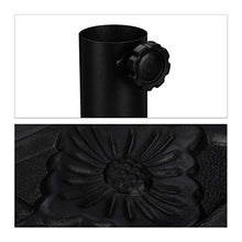 Relaxdays Base Semicircolare per Ombrellone, per Aste da 25-35 mm, Resistente, Design a Fiori, Giardino & Balcone, Nero