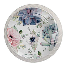 Maniglie per cassetti Manopole per cassetti Manopole rotonde Confezione da 4 per armadietto, cassetti, cassettiere, cassettiere ecc. WatercolSucculent