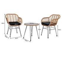 Casaria Set da Balcone Tavolo 2 Sedie Salottino Arredo Giardino Look Naturale Bambu Terrazza con Cuscini