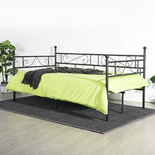 LiePu Letto Singolo Divano Letto Moderno Struttura Letti in Metallo per Bambini o Adulti - 90 × 200 CM, Nero