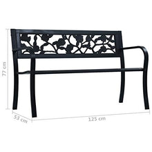 E E-NICES Panchina da Giardino 125 cm Nera in Acciaio
