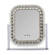 LOVEHOUGE Specchio per Il Trucco con Luci,Specchio Cosmetico in Cristallo con Luci Dimmerabili,Touch Screen,Specchio Cosmetico Girevole A 360 Gradi