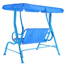 COSTWAY Altalena per Bambini, Altalena Dondolo per Giardino con Tetto Apribile e 2 Posti, Blu