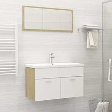 vidaXL Set Mobili da Bagno 2 pz Bianco e Rovere Sonoma in Truciolato