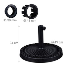 Relaxdays Base per Ombrellone, per Aste da 37-50 mm, Resistente alle Intemperie, Giardino & Balcone, Ø 49 cm, Nero