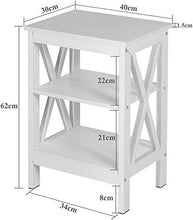 LMYTech con 2 comodini, con Ripiani a 3 Strati a Forma di X, per Soggiorno e Camera da Letto, comodini Bianchi