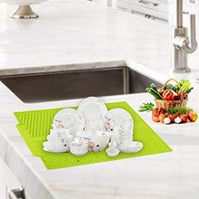 Rockyin Extra Large Dish Drying Mat Premium Resistente al Calore Rilievo del Silicone (Verde)