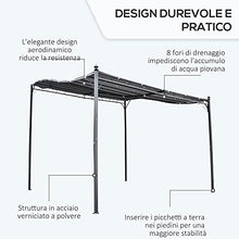 Outsunny Gazebo Pergola 3x3m da Esterno, Giardino o Terrazzo con Tenda Impermeabile Grigia
