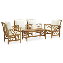 FAMIROSA Set Divani da Giardino 5 pz con Cuscini in Massello di Acacia-7990