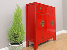 Yajutang - Cassettiera cinese con 3 cassetti, 4 ante, colore: Rosso