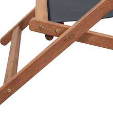 vidaXL Sdraio Pieghevole Legno e Tessuto Grigio Sedia da Spiaggia Prendisole