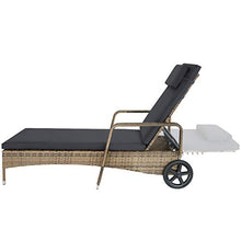 tectake Lettino Poly Rattan Arredo Esterno Giardino Sdraio Prendisole Divano Sedia Naturale