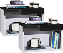 elb Due Comodini Design sospesi o a Terra. Frontali in 12 Colori a Scelta. Anche con con luci a LED. Modello Giga (Nero Lucido)
