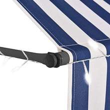 vidaXL - Tenda da sole retrattile con LED, 100 cm, colore: blu/bianco