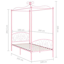 SKM Letto a Baldacchino Rosa in Metallo 100x200 cm