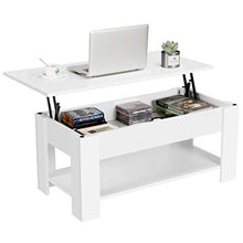 Yaheetech Tavolino da caffè sollevabile Tavolo Moderno Elevabile da Salotto Divano caffè con Ripiano Inferiore Bianco 98 x 50 x 41,8 cm Bianco