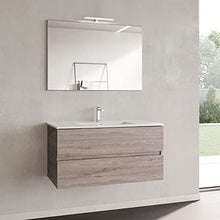 Yellowshop. - Mobile Bagno sospeso 100 cm Stile Moderno 2 cassetti lavabo specchiera LED MOD. Andre Plus (Cenere)