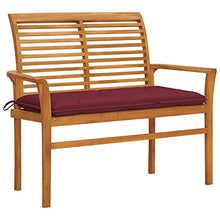 vidaXL Panca da Giardino con Cuscino Rosso Vino 112 cm Legno di Teak