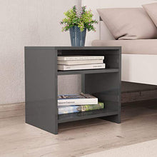 Kshzmoto Comodino in Materiale truciolare Grigio Lucido, Pratico Comodino per Camera da Letto familiare 40 x 30 x 40 cm (Larghezza x profondità x Altezza)