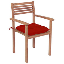 vidaXL Sedie da Giardino 4 pz con Cuscini Rossi in Massello di Teak