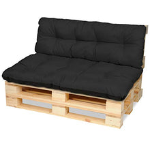 SuperKissen24. Cuscino per Bancale Divano Pallet 120x80 cm con Schienale 120x38 cm Seduta Impermeabile e Comodo per Divanetti da Esterno - Nero