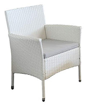REDI GROUP Set da Giardino 4 Posti Bianco con Divano 2 Poltrone e Tavolo in Rattan Bianco e Cuscini Grigio, Ideale per Terrazza, Balcone, Bar, Ristorante, Dehors