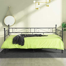 LiePu Letto Singolo Divano Letto Moderno Struttura Letti in Metallo per Bambini o Adulti - 90 × 200 CM, Nero