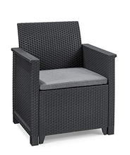 Keter Emma Balcony Set, Set Mobili da Giardino in Rattan con 2 Poltrone e Tavolino , Grafite