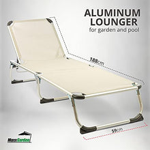 MaxxGarden, lettino prendisole pieghevole da campeggio, sdraio relax in alluminio, 189 x 59 cm, grigio