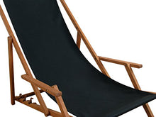 Erst-Holz Resistente Sedia a Sdraio Nera in Faggio Scuro Pieghevole per la Spiaggia-Giardino 10-305