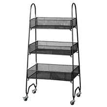 KDBEB 3 Piani Carretto con Ruote,Nero Acciaio Scaffali Garage con Maniglie Ergonomiche per Il Bagno