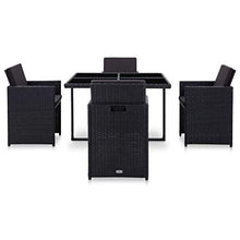 Tidyard Set da Pranzo da Giardino in Polyrattan, Set Mobili da Giardino, Tavolo Sedie da Esterni con Cuscini Nero 5 pz