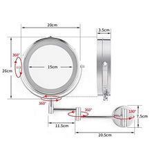 LED estensibile da 8 pollici, ingrandimento 10 X, montaggio a parete, specchio da parete, luce per il trucco e il bagno
