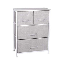Cassettiera in Tessuto con 4 Cassetti, Mobiletto Organizer in Stoffa Metallo e Legno per Camera da Letto Soggiorno Corridoio, Grigio, 60 x 30 x 79 cm