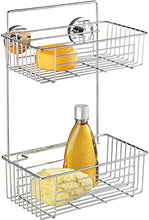 WENKO Vacuum-Loc® portaoggetti 2 piani Bari - fissaggio senza trapano, Acciaio, 26 x 38 x 17 cm, Cromo